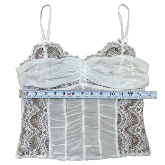 I.AM.GIA White Lace Corset Cami Top Ruched Bow Detail Y2K Fully Lined XL - Picture 10 of 14